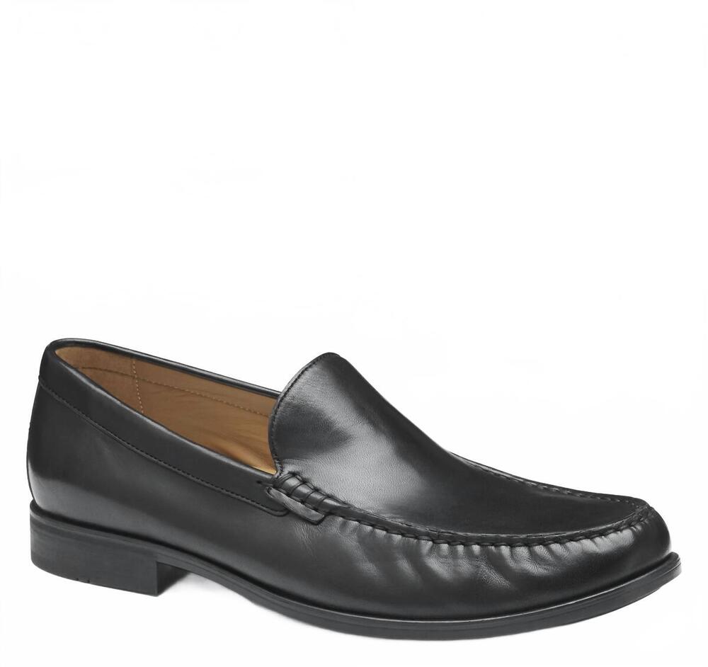 NEW JOHNSTON & MURPHY men's harrison venetian loafer in black glove leather